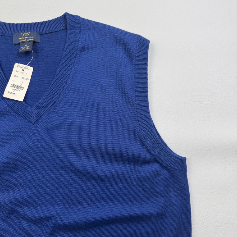 Brooks Brothers 346 Mens Blue Supima Cotton V-Neck Sweater Vest Medium NWT - Picture 13 of 16